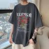 Camiseta Retrô de Algodão 100% Estilo Americano Manga Curta Moda Masculina Hip Hop Street Casal Estilo Europeu e Americano Solta Nicho Top