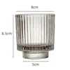 Copo de Vidro para Vela de Parede Grossa de Camada Dupla Fundo Espesso Suporte para Vela de Aromaterapia Estilo Europeu Friso Vertical Copo de Vidro para Vela de Parede Grossa Copo de Vidro para Vela com Fundo Curvo