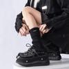 Calcetines de mujer de otoño e invierno con reborde de metal apilado, estilo vintage, gruesos, cálidos, de lana de punto Maillard Y2K, cubrepiernas