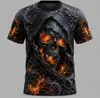 Bestseller de comercio exterior transfronterizo de Amazon: Camiseta de verano para hombre con estampado 3D de calabaza y calavera de Halloween, modelo nuevo
