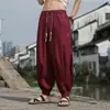 Pantalones Harem Ligeros de Seda de Hielo Estilo Chino para Hombre Verano Casual Bordados Talla Grande Modernos Pantalones Cortos Hip-Hop para Hombre