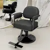 Silla de peluquería de lujo ligero para corte de pelo silla de estilismo para celebridades de internet acero inoxidable elevable giratoria silla moderna de tienda para permanente y tinte