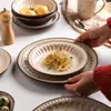 2026 Juego de Vajilla de Cerámica Estilo Retro Francés para Ama de Casa Moderna, Set de Plato y Tazón para Uso Doméstico, Sensación de Alta Gama