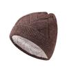Nuevo gorro de invierno de punto grueso para hombres y mujeres, gorro de lana resistente al frío con forro polar para exteriores, gorro de punto cálido de doble capa en stock