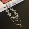 Elegante temperamento suave estrella de diamantes de imitación collar doble para mujer viento frío viento nicho moda temperamento cadena de clavícula explosiones