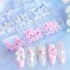 Caja de 6 Compartimentos Rosa y Blanco Adorno de Lazo para Uñas Joyería de Resina Mixta Accesorios de Lazo Joyería Japonesa y Coreana para Uñas