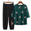 Roupas de primavera e verão da mãe tamanho grande algodão solto e terno de linho mulheres de meia-idade e idosos camiseta de manga média bordada avó idosa top