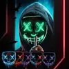 Máscara Brilhante de Halloween Luz Fria Rosto de Fantasma Barra de LED Festa Dança Preto em V Vingança Adereço de Terror