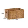Mesa de Té Cesta de Bocadillos Mesita de Noche Caja de Almacenamiento Cesta con Cajón Cesta de Almacenamiento para Artículos de Baño Marco de Ratán de Plástico