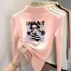 Blusa Base de Manga Longa de Veludo Zhongda Tongde para Meninas, Nova Coleção Outono/Inverno 2026, Blusa com Gola Meia-Alta Forrada com Fleece