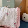 Manta suave de leche de doble cara, manta de sofá de felpa de coral con dibujos animados lindos, manta tipo chal, manta individual para estudiante