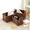 Cesta de Ropa Sucia de Fieltro con Asas de Cuero de Doble Cara, Cesta de Almacenamiento para Artículos Varios del Hogar, Fabricante Mayorista