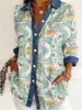 2026 Nova Camisa Patchwork Estilo Europeu e Americano com Estampa Floral 3D para Mulheres, Jaqueta Cardigã Versátil de Manga Longa Moda Primavera