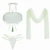 Lencería Sexy Qiaomi'Er, Tira para la Cintura Sexy de Cuello Halter Estilo Antiguo, Atuendo Transparente, Uniforme Sexy, Conjunto de Tentación, Hanfu Estilo Antiguo