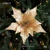 Flor Artificial de Tela de 29 cm Flor de Lentejuelas Arreglo Floral Navideño Adornos Decorativos Guirnalda Navideña Decoraciones de Ratán