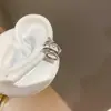 Estilo Ins Coreano Zirconia Doble Capa Estampado Mango Estrella Clip para Hélice de Oreja Ligero Lujo Sensación de Gama Alta Sin Perforación Pendientes de Clip de Hueso de Oreja de Moda