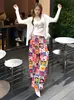 Calça Wide Leg de Algodão e Seda para Mulheres, Emagrecimento, Fina, Adequada para Usar em Casa e ao Ar Livre, Calça Wide Leg Casual Solta, Cintura Alta, Versátil, Efeito de Caimento de Verão