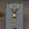 Colar Cordão com Pingente Tecido à Mão Mantra de Seis Caracteres Pingente Corda Bússola Oito Tesouros Buda Dourado para Homens e Mulheres