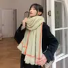 Cachecol de Cashmere Espesso Xadrez Bigodes Curtos Feminino Outono e Inverno Estilo Japonês Fofo ins Estilo Coreano Versátil Fashionável para Estudantes