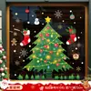 Pegatinas Estáticas de Papá Noel y Árbol de Navidad para Ventanas, Pegatinas para Puertas de Vidrio, Calcomanías para Ventanas, Decoraciones Navideñas, Montaje de Escena