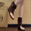 Sandalias Retro de Tira Fina para Aumentar Altura para Mujer 2026 Nuevas Sandalias Romanas de Hebilla para Primavera y Verano Botines Cortos de Punta Redonda