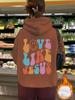 Código Europeo Transfronterizo Otoño e Invierno Sudadera de Mujer con Capucha de Bolsillo Canguro de Manga Larga con Forro Polar Slogan LOVE LIKE