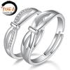 Moda coreana incrustada circón plateado anillo de pareja joyería entrelazada amante Tanabata anillo de plata para hombre y mujer al por mayor