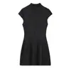 Vestido Mini de Verano para Mujer Estilo Europeo y Americano Textura de Satén de Seda Abertura 6392 Color Albaricoque Mezcla de Fibra Sintética Negra
