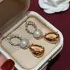 Pendientes de Zirconia Perla Chapados en Oro Real de 18 Quilates Moda Retro Pendientes Sencillos Diseño de Nicho Pendientes Elegantes para Mujer