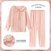 Estilo Princesa Fofo Nuvem de Floco de Neve Algodão Pijama para Meninas Roupa de Casa Primavera e Outono Manga Longa Calça Longa Conjunto de Pijama Infantil