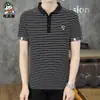 Camiseta de rayas manga corta hombre verano moda marca hombre cuello solapa POLO seda de hielo top manga corta ropa sustituto pelo