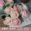 Flores Artificiales, Rosa Anna de Tres Cabezas, Arreglo Floral de Piso para Salón de Bodas, Decoración del Hogar, Flores Falsas, Venta al por Mayor desde Fabricante, Flores de Seda para Hotel