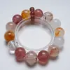 Pulsera de Ágata Amarilla de Cristal Natural Drunk in the Dusk para Mujer, Pulsera Fantasma Blanco de Moda Casual Versátil al por Mayor