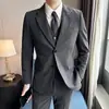 Soporte para Dropshipping para Traje de Hombre Delgado de Dos Botones para Douyin Traje de Vestir de Tres Piezas Casual de Negocios