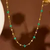 Collar de Acero Inoxidable con Piedras de Colores Irregulares, Cielo Estrellado de Dopamina Colorido para Mujer, Cadena Versátil para Clavícula, Lujo Ligero