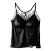 Camisola de Cetim Francês com Renda e Forro de Fleece Quente de Inverno Sexy Push-Up Peça Íntima Completa para Mulheres com Costas Bonitas
