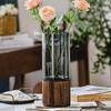 Lujo Ligero Simple Decorativo Hidropónico Jarrón Adornos Creativo Vidrio Agua Flor Hotel Sala de Estar Mesa de Comedor Jarrón de Madera