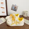 Tênis Feminino Amarelo Design de Nicho da Moda Tênis Brancos Versáteis Casuais Tênis de Treino Alemão