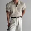 Novidade de Verão Tricô de Manga Curta Masculino Camisa Polo Torcida Gola Lapela Slim Camiseta de Negócios Exportação Atacado Transfronteiriço