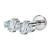 Zeming Jewelry F136 Tornillos para Oreja de Titanio Brillantes Circonita Pequeños Tornillos para Cartílago de Oreja Rosca Interna Piercing de Labio Joyería de Titanio Puro