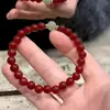 Pulsera Natural de Ágata Roja de 6 mm con Jade Hetian para Niñas, Pulsera Blanca de Círculo Único, Joyería de Mano de Ágata Transparente Hielo