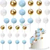 Bolas para Decoración de Pasteles de 10 Piezas, Bolas Doradas y Plateadas, Bolas Navideñas Estilo Ins, Bolas Doradas, Inserts para Repostería, Decoraciones para Pasteles de Boda y Cumpleaños