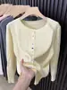 Cardigan redondo de tricô trançado liso, doce e elegante, para mulheres, novo estilo primavera e outono, de alta qualidade, versátil para o trabalho e para o dia a dia