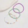 Joyería transfronteriza europea y americana tobillera de cuentas de arroz de amor pequeño de verano pulsera simple creativa conjunto de tres piezas tendencia de playa multiusos