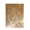 Puerta de Entrada de Villa Personalizada con Relieve de Grulla, Hecha de Piedra Arenisca Artificial, Pieza Decorativa Grande Producida Directamente por el Fabricante