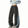 Calça de Moletom Paracaidista Americana Azul Marinho Masculina Outono Caimento Pesado Calças Longas Soltas Retas Calças Casuais