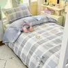 Juego de ropa de cama de tres piezas de algodón puro para dormitorio, funda de edredón individual de algodón para estudiante, sábana plana, sábana ajustable, ropa de cama lista para usar