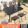 Mesas e Cadeiras de Vidro com Efeito de Água para Exterior, Mesa de Centro para Lazer na Varanda, Mesa de Jantar ao Ar Livre no Jardim, Mesas e Cadeiras Dobráveis de Vidro Temperado