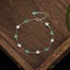 Pulsera de Plata S925 con Calcedonia Verde Natural Incrustada para Mujer Moda Nacional Moda Diseño Fresco Pequeño Fabricante Venta al por Mayor Suministro en Vivo
