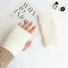Luvas Quentes de Inverno Espessas para Mulheres, Veludo de Vison Meio Cano Cor Sólida Meio Dedo, Novas Luvas de Pelúcia da Moda